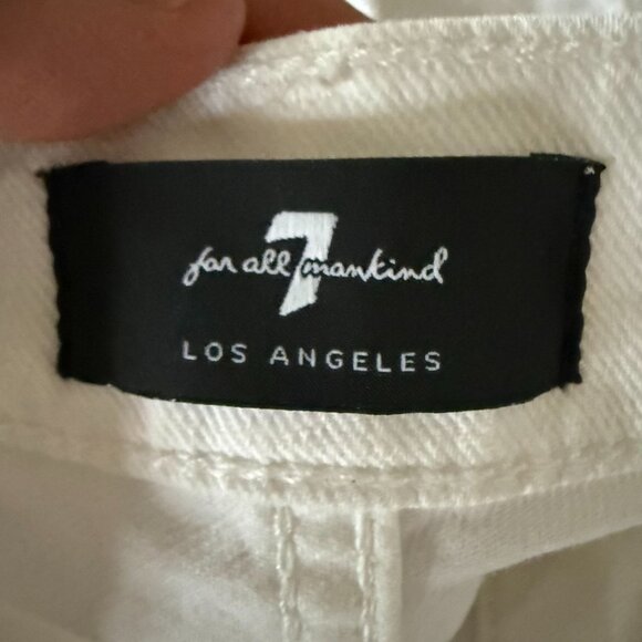 7 for All Mankind Denim High Waist Cropped Straight Leg Jeans Women's 28 White - Picture 6 of 15